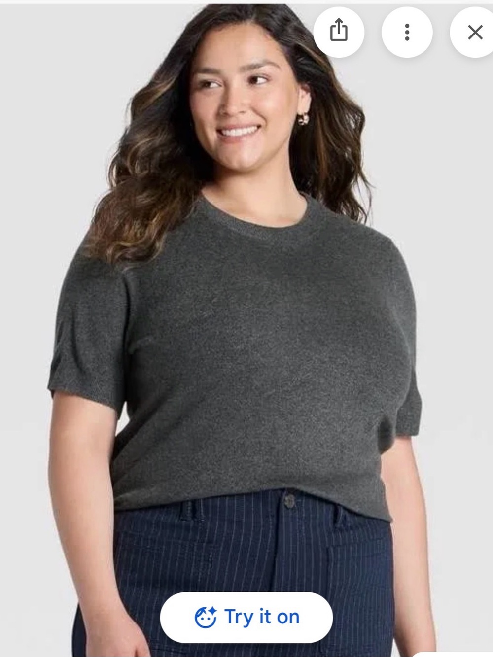 a new day Charcoal Short-Sleeve Crewneck Sweater